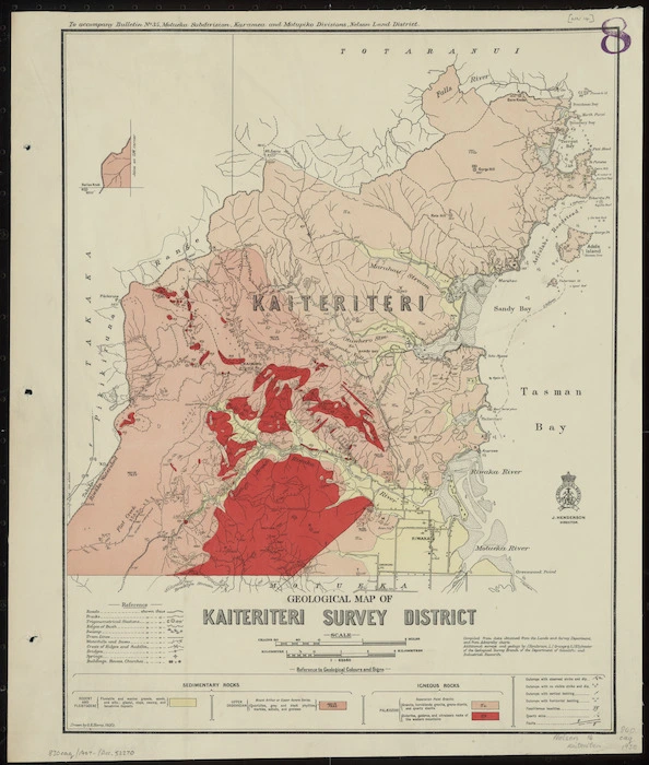 Geological map of Kaiteriteri survey district [cartographic material] / drawn by G.E. Harris.
