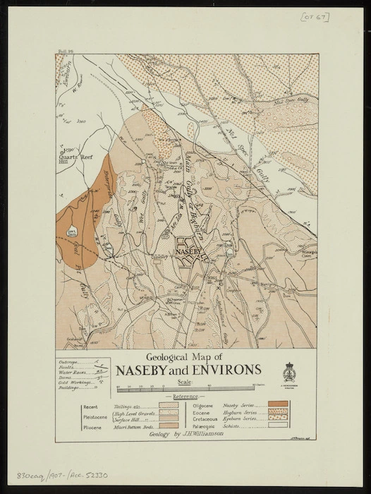 Geological map of Naseby and environs [cartographic material] / A.W. Hampton.