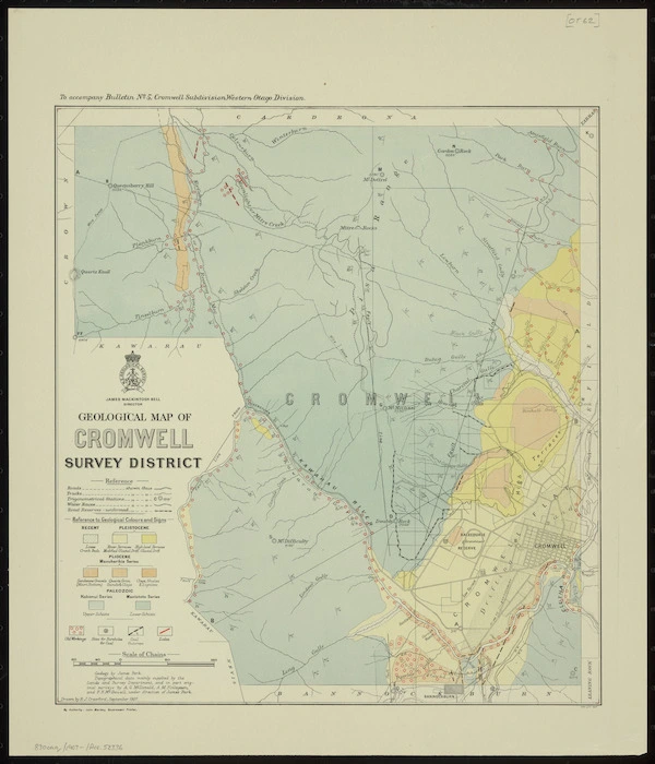 Geological map of Cromwell Survey District [cartographic material] / drawn by R.J. Crawford.