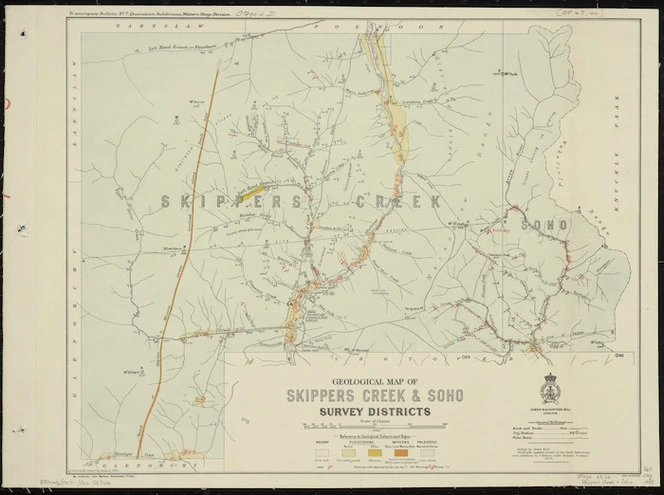 Geological map of Skippers Creek & Soho Survey Districts [cartographic material] / drawn by R.J. Crawford.