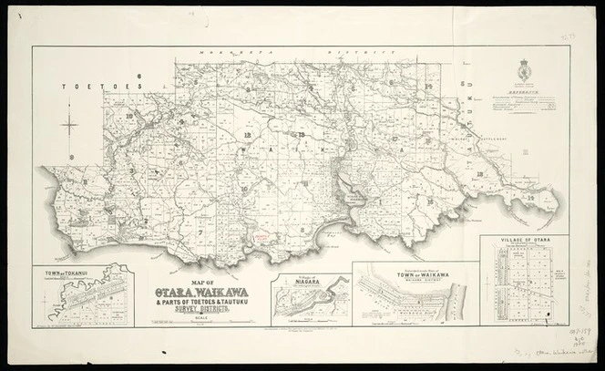 Map of Otara, Waikawa & parts of Toetoes & Tautuku survey districts [electronic resource] / drawn by W. Deverell, April 1899.