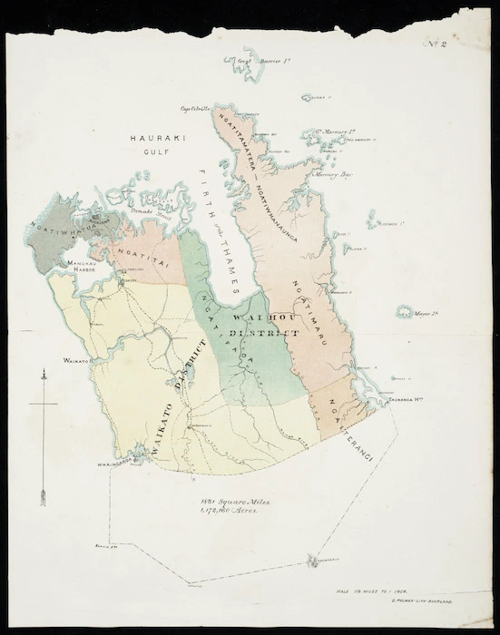 [Auckland province] [cartographic material] : [tribal boundaries in Auckland, Waikato and Coromandel].