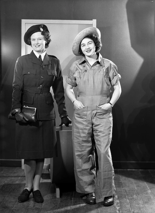 Unidentified models wearing Women's Land Service uniforms