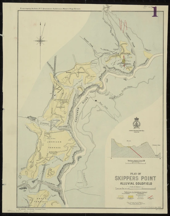 Plan of Skippers Point alluvial goldfield [cartographic material] / drawn by R.J. Crawford.