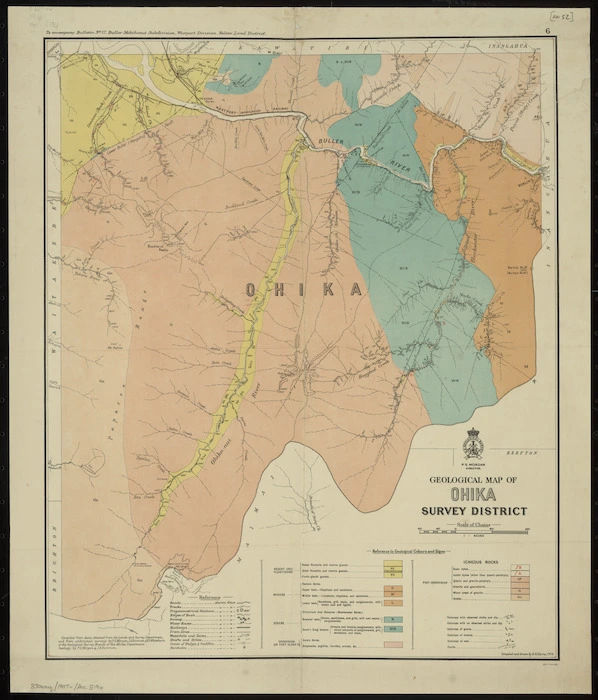Geological map of Ohika Survey District [cartographic material] / compiled and drawn by G.E. Harris.