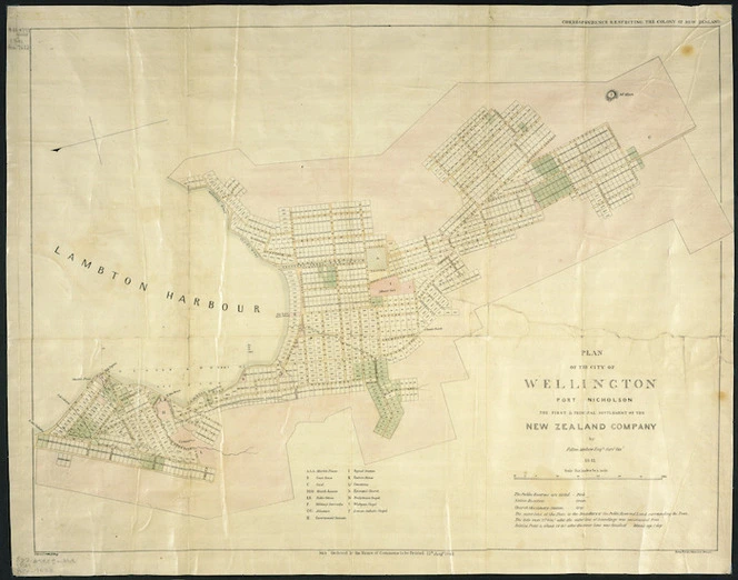 Plan of the city of Wellington, Port Nicholson [cartographic material] : the first & principal settlement of the New Zealand Company / by Felton Mathew Esq., 1841 ; J. Arrowsmith, lithog.