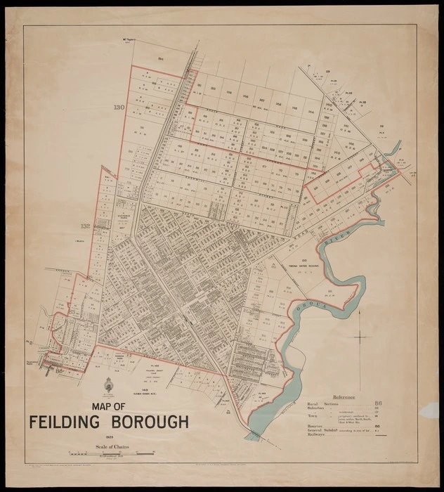 Map of Feilding borough [cartographic material] / B.A. Broadhead, delt. ; T. Brook, Chief Surveyor.
