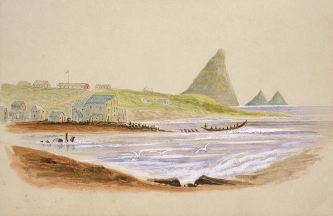 Hamley, Joseph Osbertus, 1820-1911 :Taranaki landing place [1864]