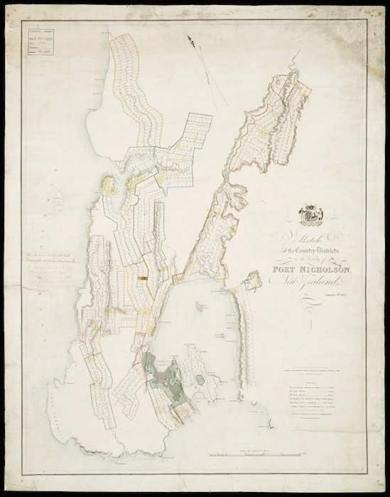 Sketch of the country districts in the vicinity of Port Nicholson, New Zealand , Jan. 4th, 1843 [cartographic material] engraved by R.H. Davies.