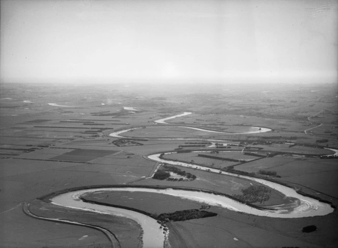 Aerial view of the Manawatu River and surrounding plains