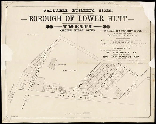 Valuable building sites, Borough of Lower Hutt : twenty choice villa sites.