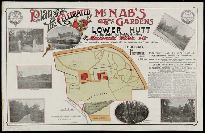 Plan of the celebrated McNabs gardens, Lower Hutt  / E. W. Seaton, auth. surv.