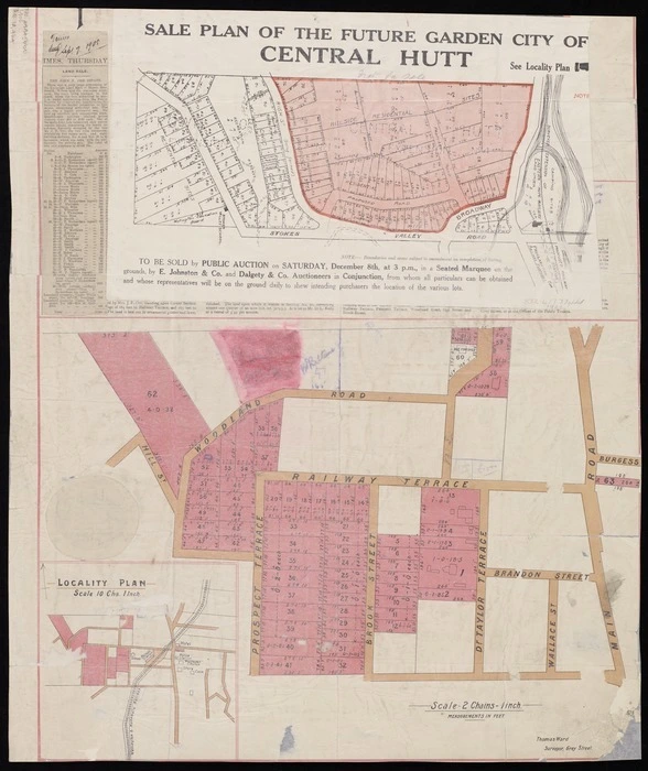 [Map of the John F. Orr estate, for sale by auction on Wednesday 6th September 1905] / Thomas Ward, surveyor.