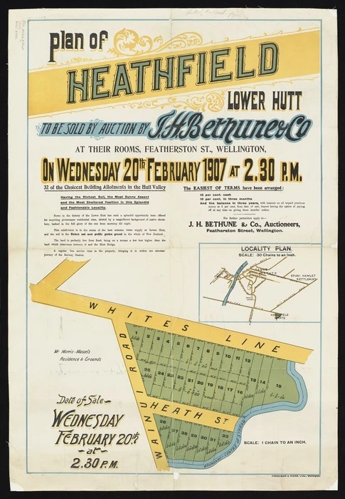 Plan of Heathfield, Lower Hutt : 32 of the choicest building allotments in the Hutt Valley.