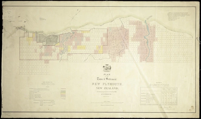 Plan of the town and settlement of New Plymouth, New Zealand, as surveyed up to the end of the year 1842 [cartographic material] / by F. A. Carrington.