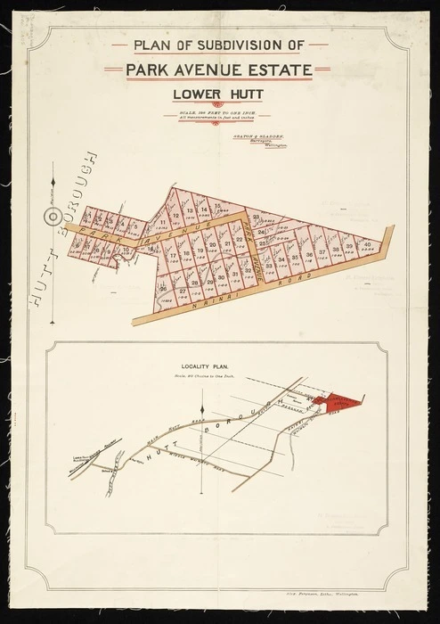 Plan of subdivision of Park Avenue estate, Lower Hutt  / Seaton & Sladden, surveyors.