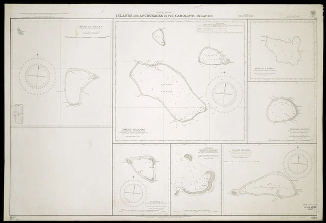 Islands and anchorages in the Caroline Islands [cartographic material].