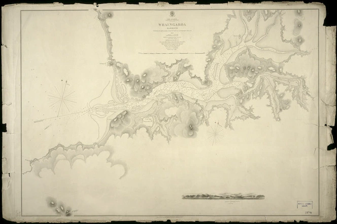 Whaingaroa Harbour [cartographic material] / surveyed by B. Drury, P. Oke and H. Ellis, 1854 ; engraved by J. & C. Walker.