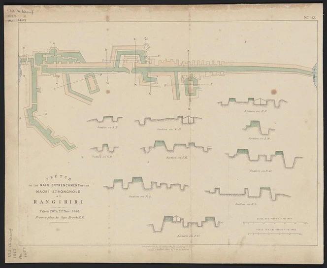 Sketch of the main entrenchment of the Maori stronghold at Rangiriri, taken 20th. & 21st. Nov. 1863 / from a plan by Capt. Brooke, R.E.