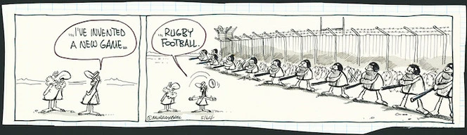 Ball, Murray Hone, 1939-2017: I've invented a new game... Rugby football. [Stanley comic strip]. May 1964.