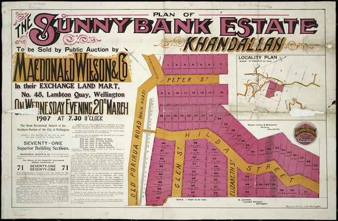 Plan of the Sunnybank Estate, Khandallah [cartographic material] / W. Loudon, surveyor.