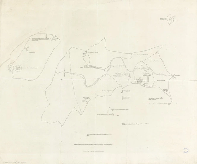 [Chart of New Zealand drawn by Tooke-Titter-a-nui Wari-pedo, a priest of that country who resided on Norfolk Islands 6 months] [cartographic material].