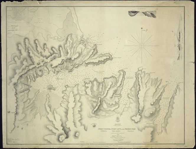 Port Cooper, Port Levy and Pigeon Bay [cartographic material] / surveyed by J.L. Stokes, 1849.