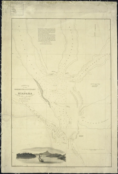 Sketch of the harbour & estuary of Kiapara [i.e. Kaipara] Harbour and of the rivers flowing through it [cartographic material] / from the documents of T. McDonnell.