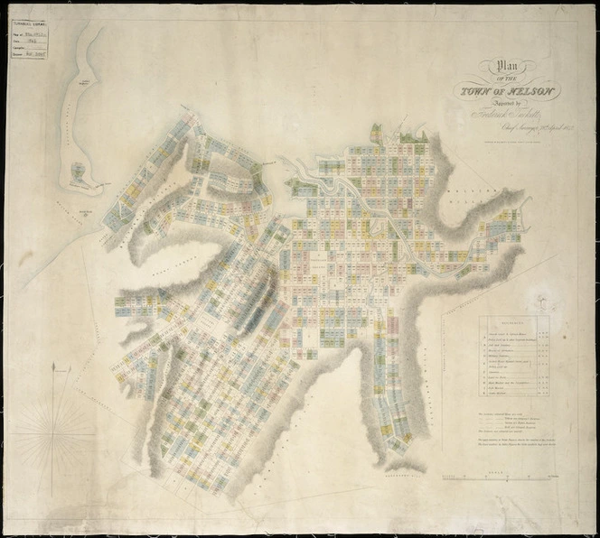 Plan of the town of Nelson [cartographic material] / approved by Frederick Tuckett, chief surveyor, 28th April 1842.