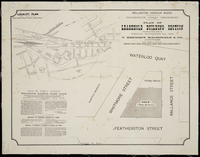 Wellington Harbour Board Featherston Street endowment [cartographic material] : plan of leasehold building section.