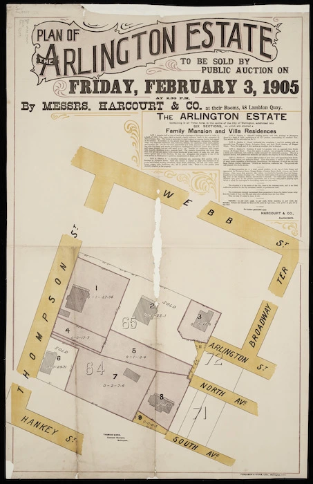 Plan of the Arlington estate [cartographic material] : to be sold by public auction on Friday, February 3, 1905.