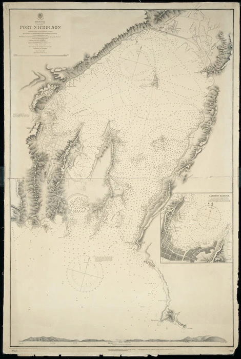 Port Nicholson [cartographic material] / surveyed by J. L. Stokes ... of  H.M. Surveying Ship "Acheron", 1849 ; the entrance re-surveyed by W. Pudsey-Dawson and the officers of H.M. Surveying Ship "Penguin" 1903.