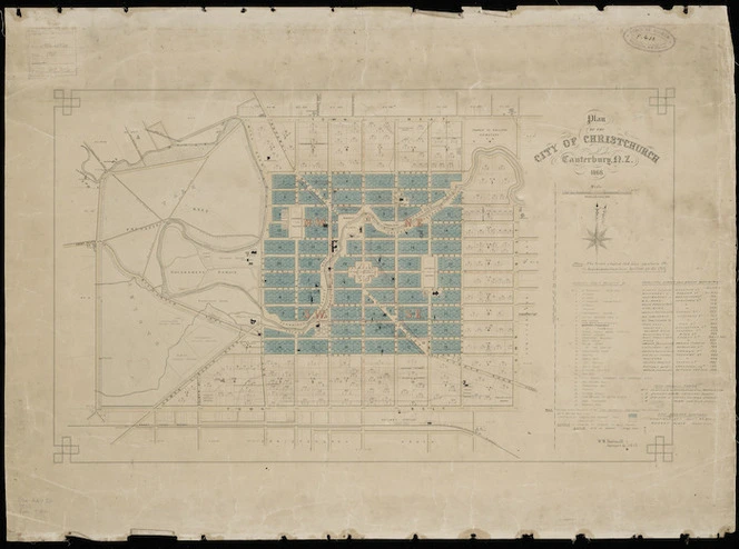 Plan of the city of Christchurch, Canterbury N.Z., 1868 [cartographic material] / W.W. Dartnall, surveyor &c, ChCh.
