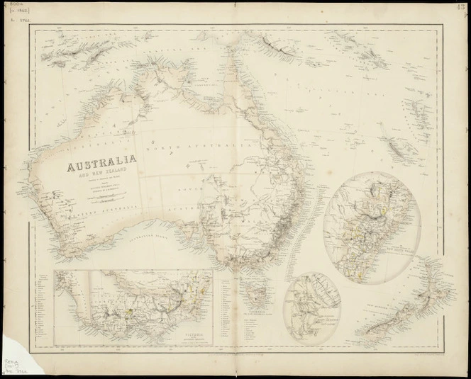 Australia and New Zealand according to Arrowsmith and Mitchell [cartographic material] / drawn by Augustus Petermann F.R.G.S. ; engraved by G.H. Swanston.