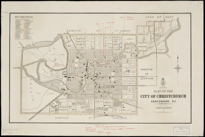 Plan of the city of Christchurch, Canterbury, N.Z. [cartographic material].