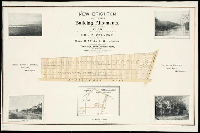 New Brighton, Christchurch, building allotments [cartographic material] : plan of subdivision of land situate in New Brighton district, the property of Mrs. E. Calvert  / Wynford O. Beere, surv.