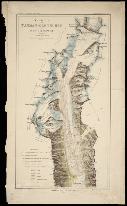 Karte des Tasman-Gletscher [cartographic material] / von R. von Lendenfeld.