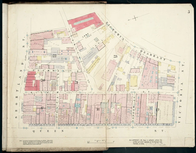 Structural plans of the city of Auckland, N.Z. [cartographic material] : designed for fire insurance assessment and showing the "conflagration hazard" / by F. Oliver Jones.