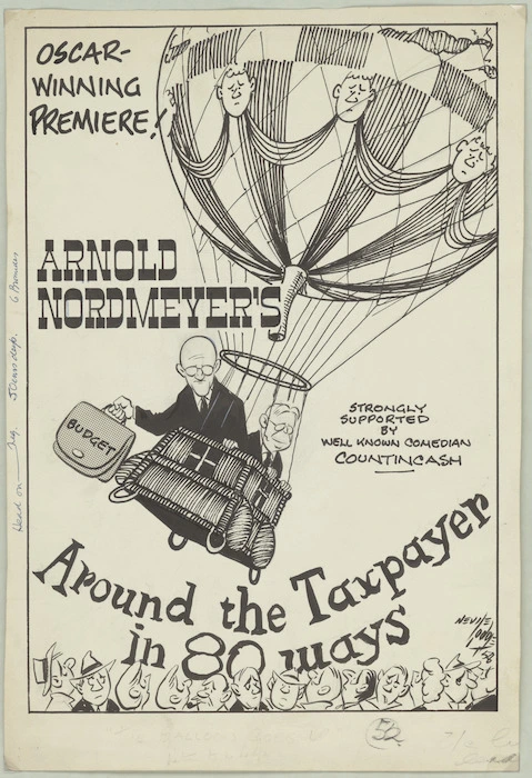 Lodge, Nevile Sidney, 1918-1989 :Oscar Winning Premier - Arnold Nordmeyer's 'Around the Taxpayer in 80 ways'. 26 June 1958.