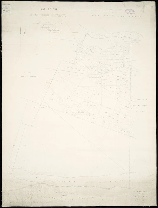 Map of the Cust Road district [cartographic material] / Thomas Cass, chief surveyor.