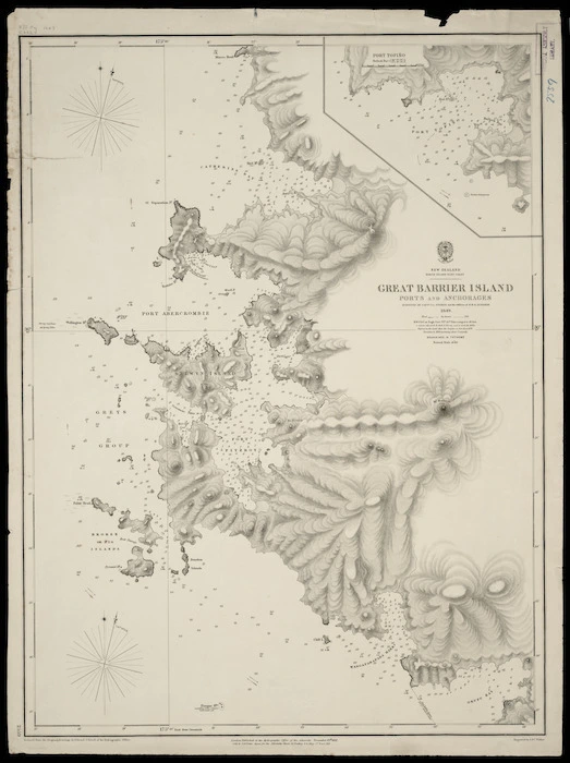Great Barrier Island ports and anchorages [cartographic material] / surveyed by Captn. J.L. Stokes ... 1849.