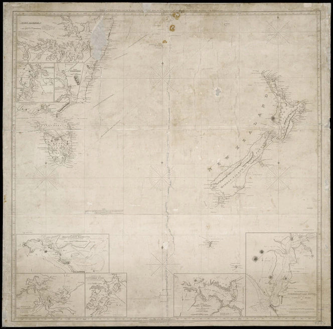 A chart of part of New South Wales, Van Diemens Land, New Zealand and adjacent islands, with the principal harbours [cartographic material].