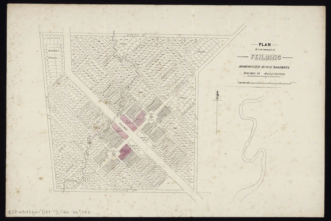 Plan of the township of Feilding [cartographic material] : Manchester Block, Manawatu, Province of Wellington.