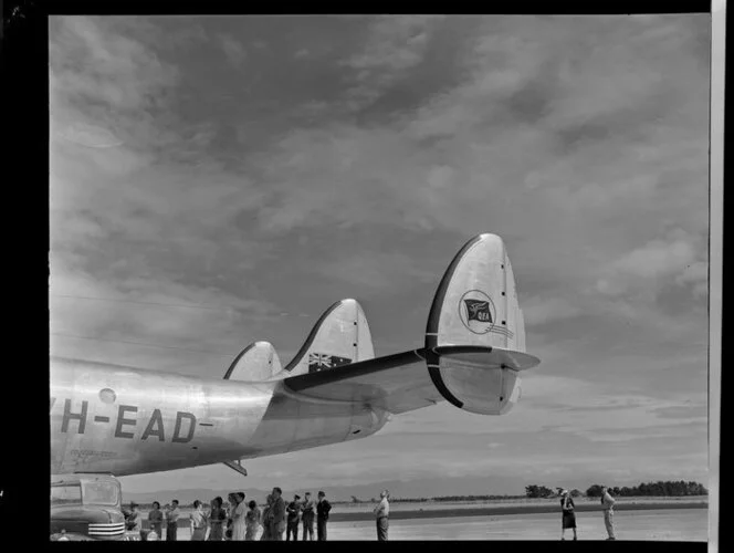 Tail view of Constellation aircraft