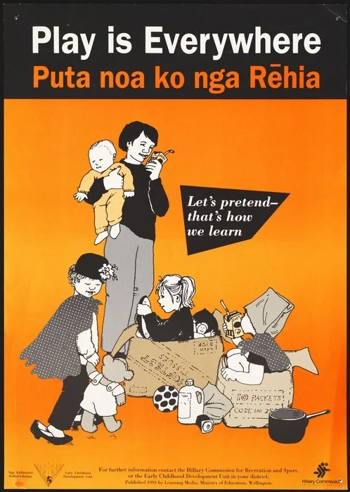 New Zealand. Hillary Commission for Sport, Fitness and Leisure :Play is everywhere; puta noa ko nga rehia. Let's pretend - that's how we learn. For further information contact the Hillary Commission for Recreation and Sport or the Early Childhood Unit in your district. Published 1991 by Learning Media, Ministry of Education, Wellington.