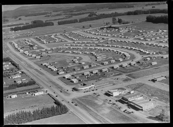 NZ Forest Products Ltd, Tokoroa, South Waikato, shows housing for workers and their families