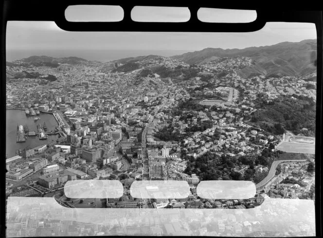 Wellington City, showing Parliament buildings, Government House and the Terrace