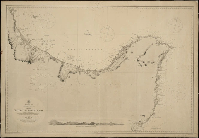 Mayor Id. to Poverty Bay [cartographic material] / surveyed by Commr. B. Drury, R.N. ... 1853 ; engraved by J. & C. Walker.
