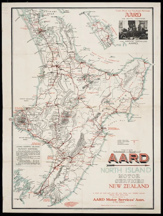 AARD North Island motor services, New Zealand [cartographic material] / AARD Motor Services Assn. of New Zealand.