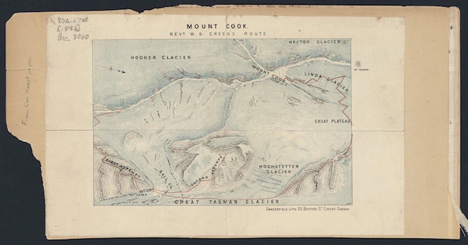 Mount Cook [cartographic material] : Revd. W.S. Green's route 1882.